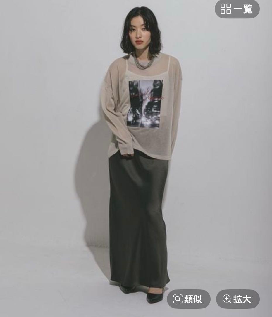 リプシィム⭐︎フォトプリント シアー 長袖 トップス ベージュ — image 3