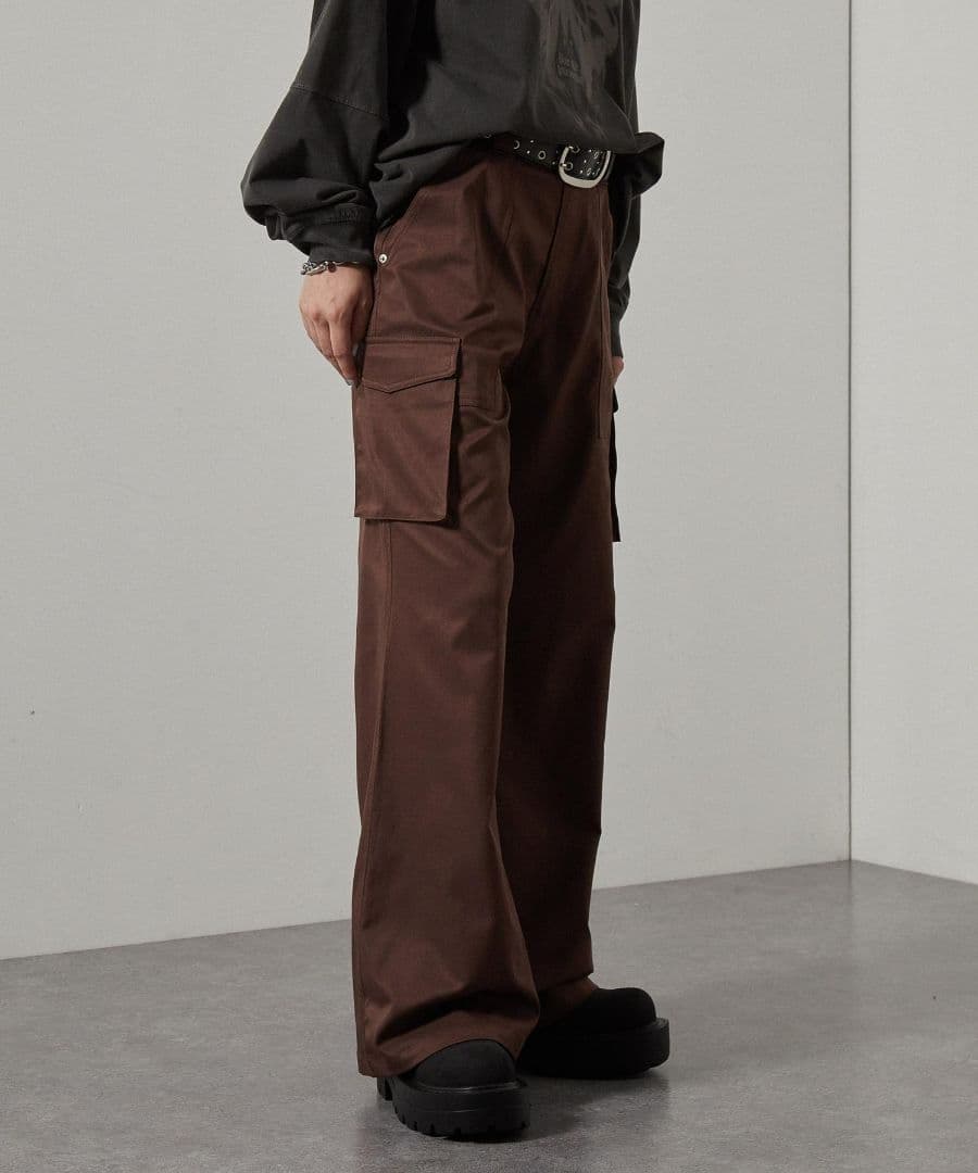 最安値タグ付【Alfred Alex】リベットセミフレアカーゴパンツ　ブラウンL — image 4
