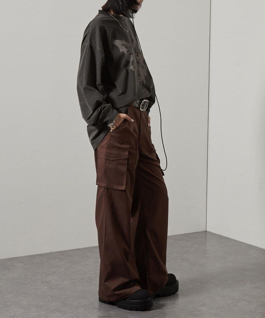 最安値タグ付【Alfred Alex】リベットセミフレアカーゴパンツ　ブラウンL — image 5