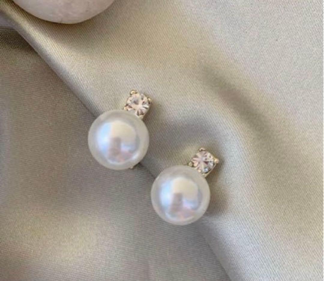 一粒×パール風　シルバージルコニア　クリップイヤリング結婚式 キラキラ　可愛い — image 5
