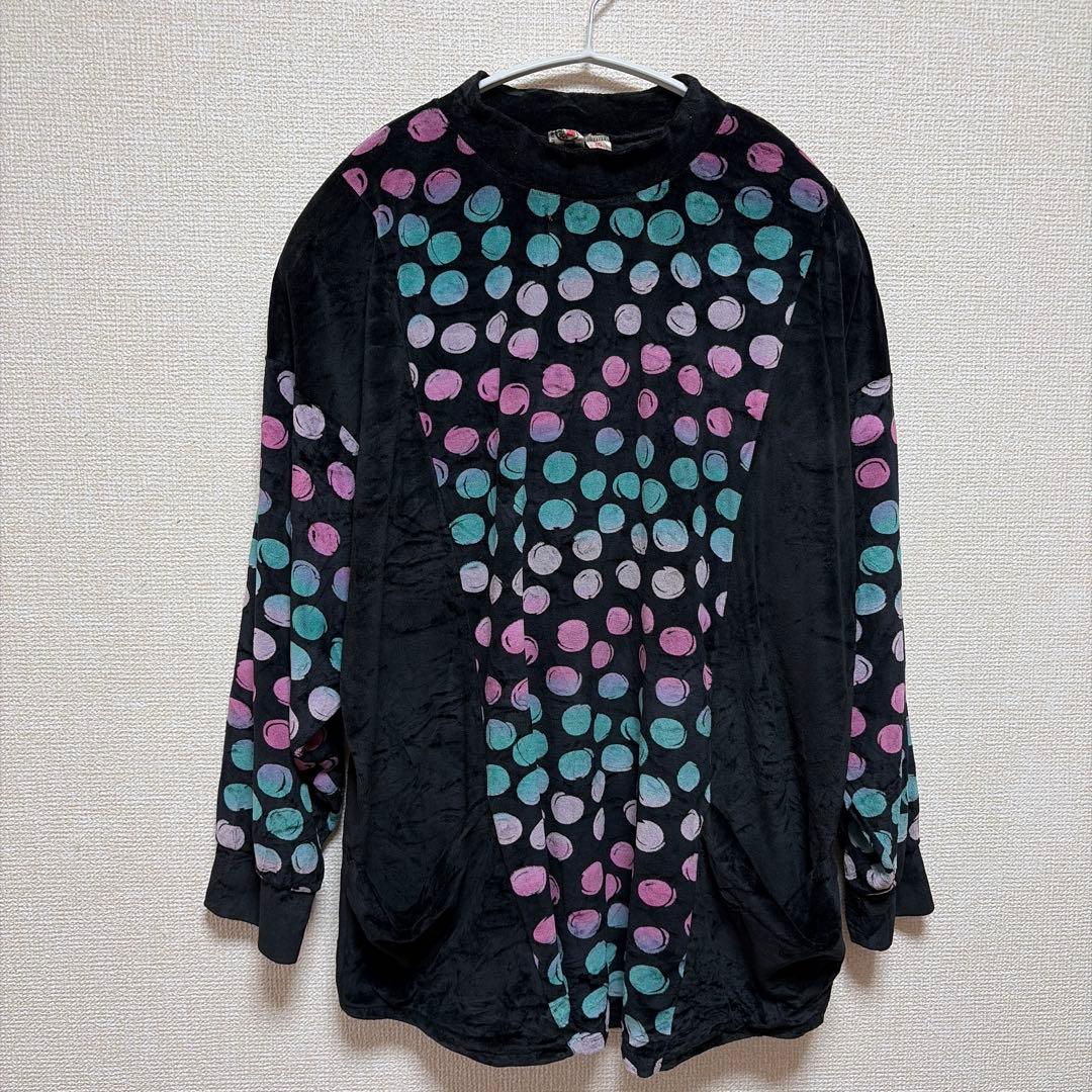 【ROSITA】ドット柄 長袖トップス 黒/ピンク/グリーン ゆったり 40 — image 2
