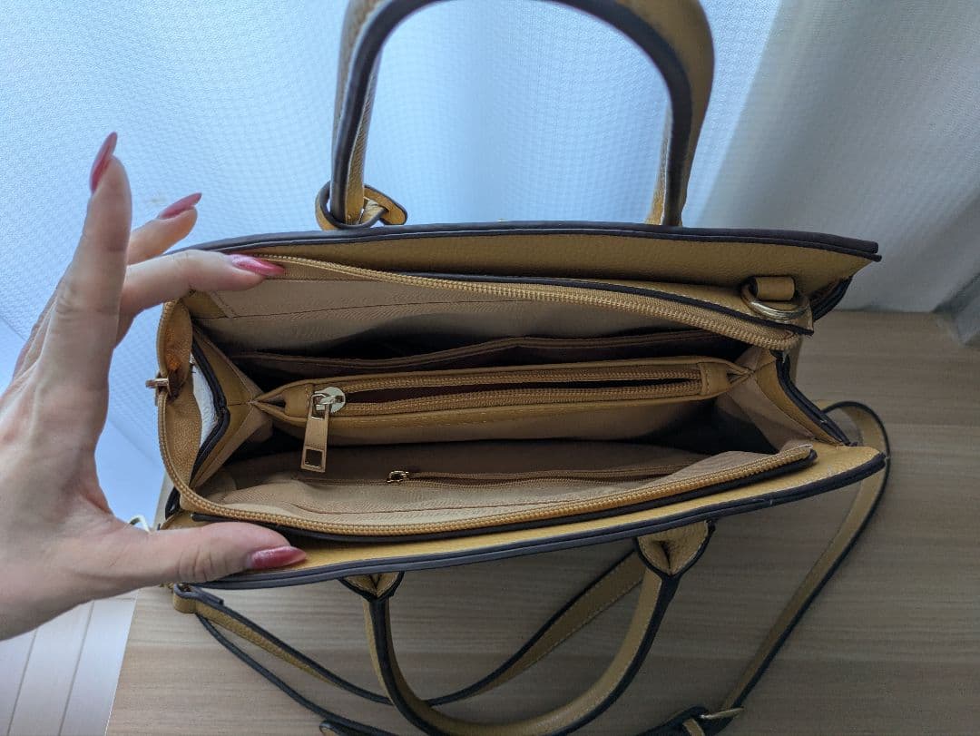 美品 2WAY ハンドバッグ ショルダーバッグ ベージュ 通勤 通学 上品 — image 3