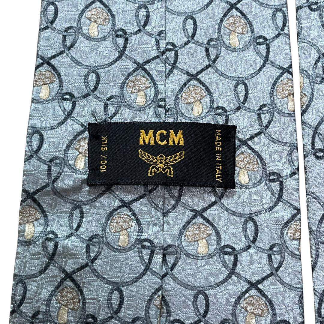 MCM ネクタイ ライトブルー キノコ マッシュルーム柄 総柄 イタリア製 — image 2
