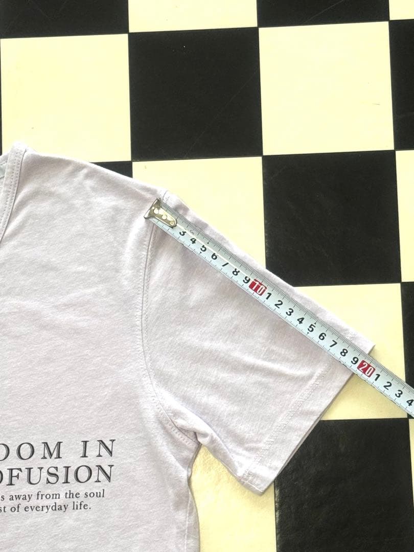 美品 ニコルクラブフォーメン 花柄 Vネック Tシャツ ライトパープル 46 M — image 5