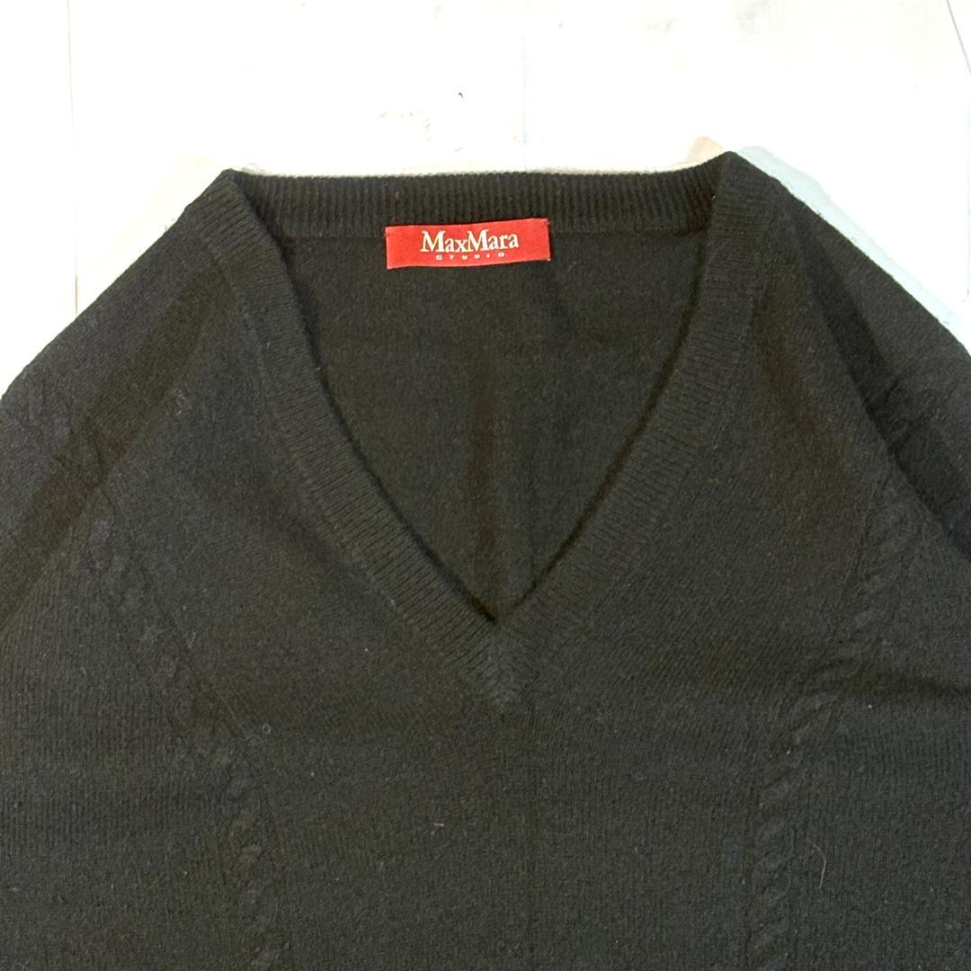 Max Mara ブラック Vネック ニット セーター ウール カシミヤ M — image 5