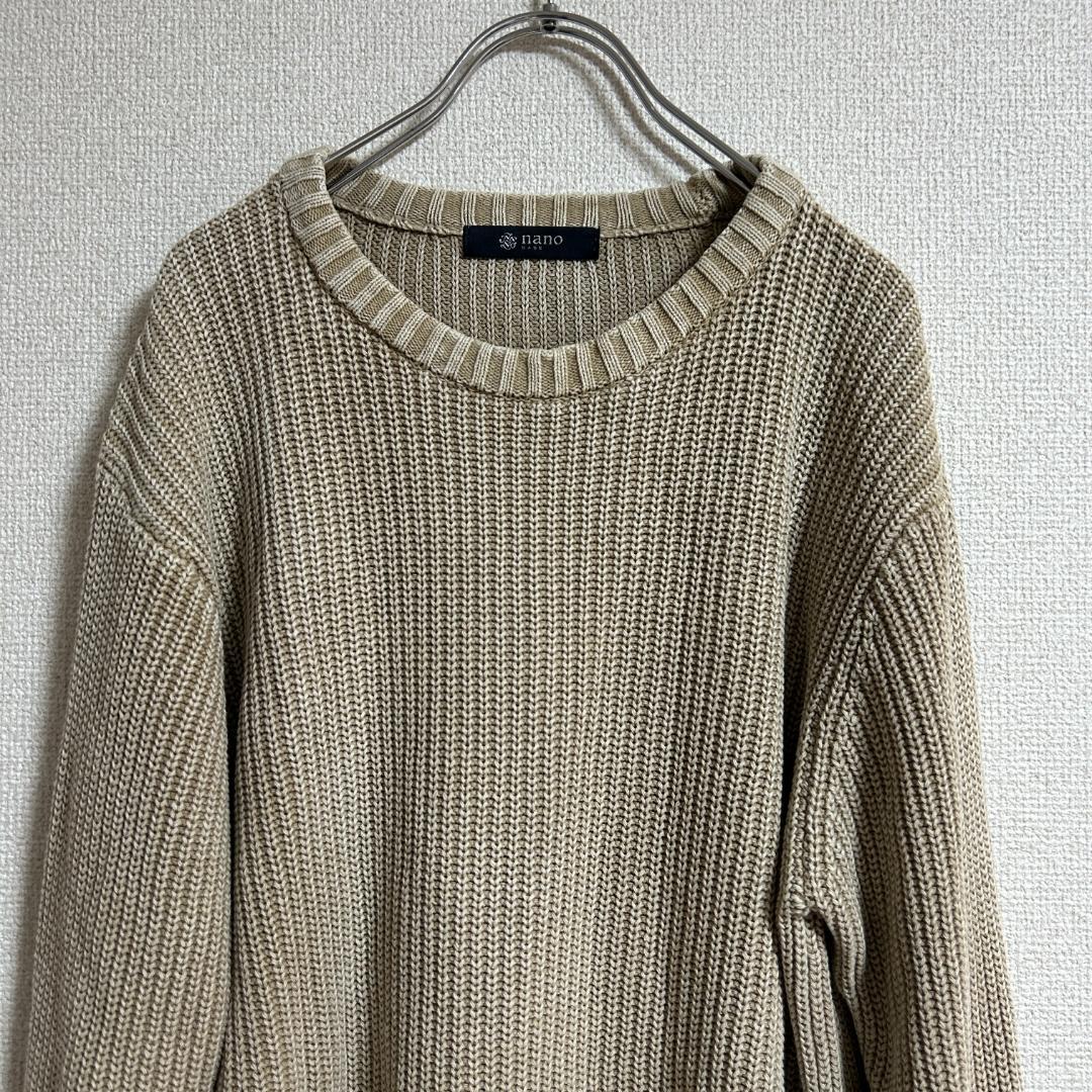 nano universe ナノユニバース　コットン　長袖ニット　ベージュ　XL — image 2