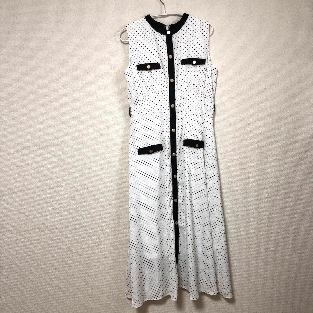 美品　STAY MOTIONノースリーブ ロングワンピース ドット柄　F — image 3