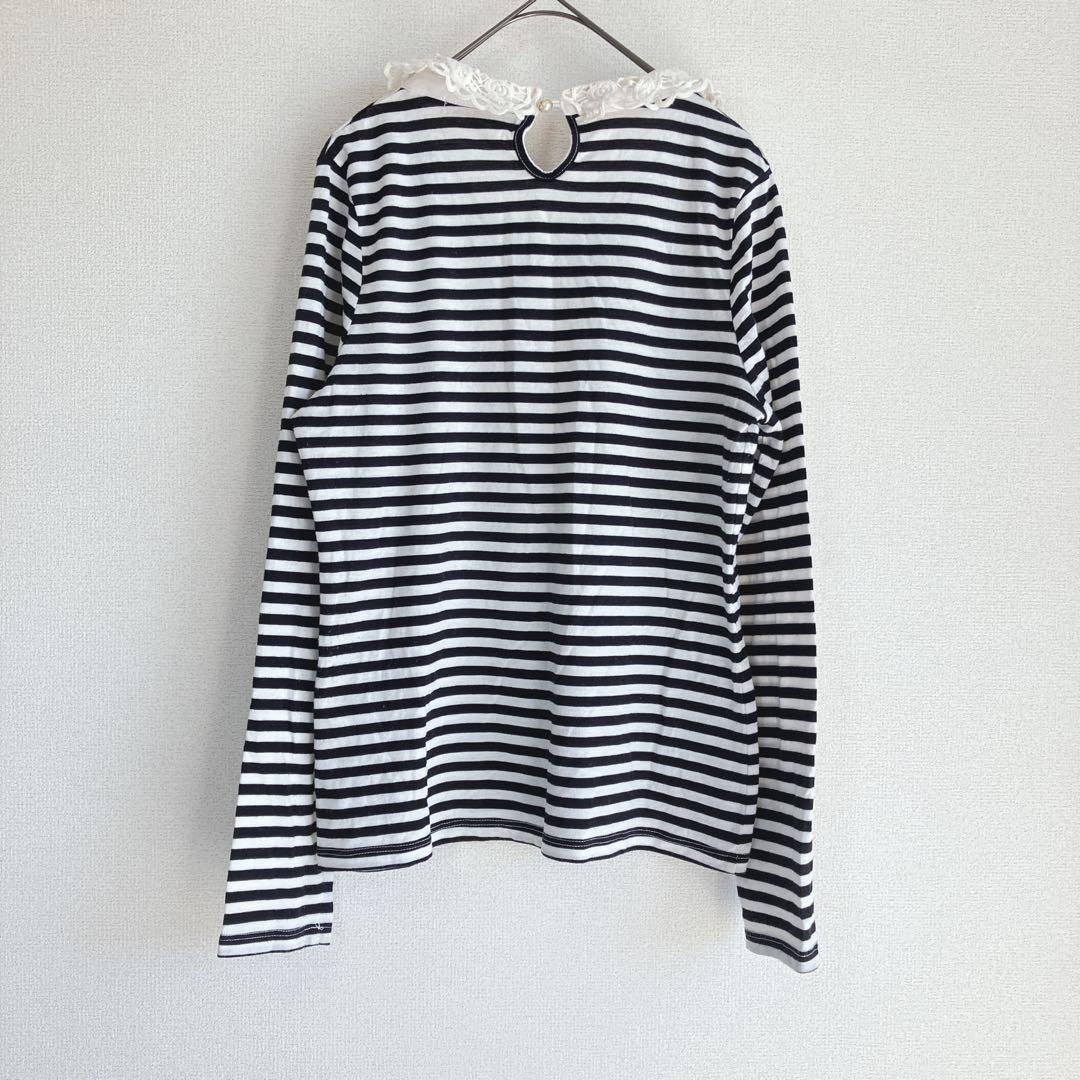 OLIVE des OLIVE カットソー M相当 ボーダー フリルカラー — image 2