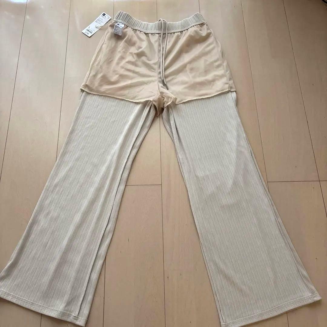 GU リブプルオンパンツ S ナチュラル アイボリー タグ付き新品 ワイドパンツ — image 3