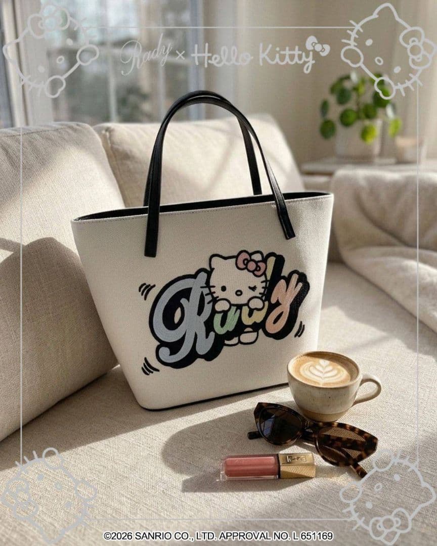Rady♡Hello Kittyロゴトートバッグ♡ホワイト♡新品未開封 — image 3