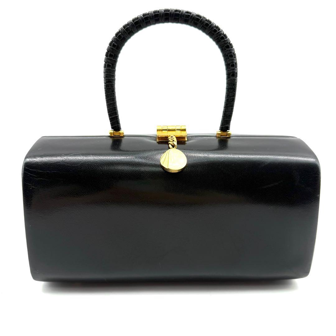 GINZA Kanematsu　ハンドバック　レザー　ブラック　ゴールド金具 — image 2