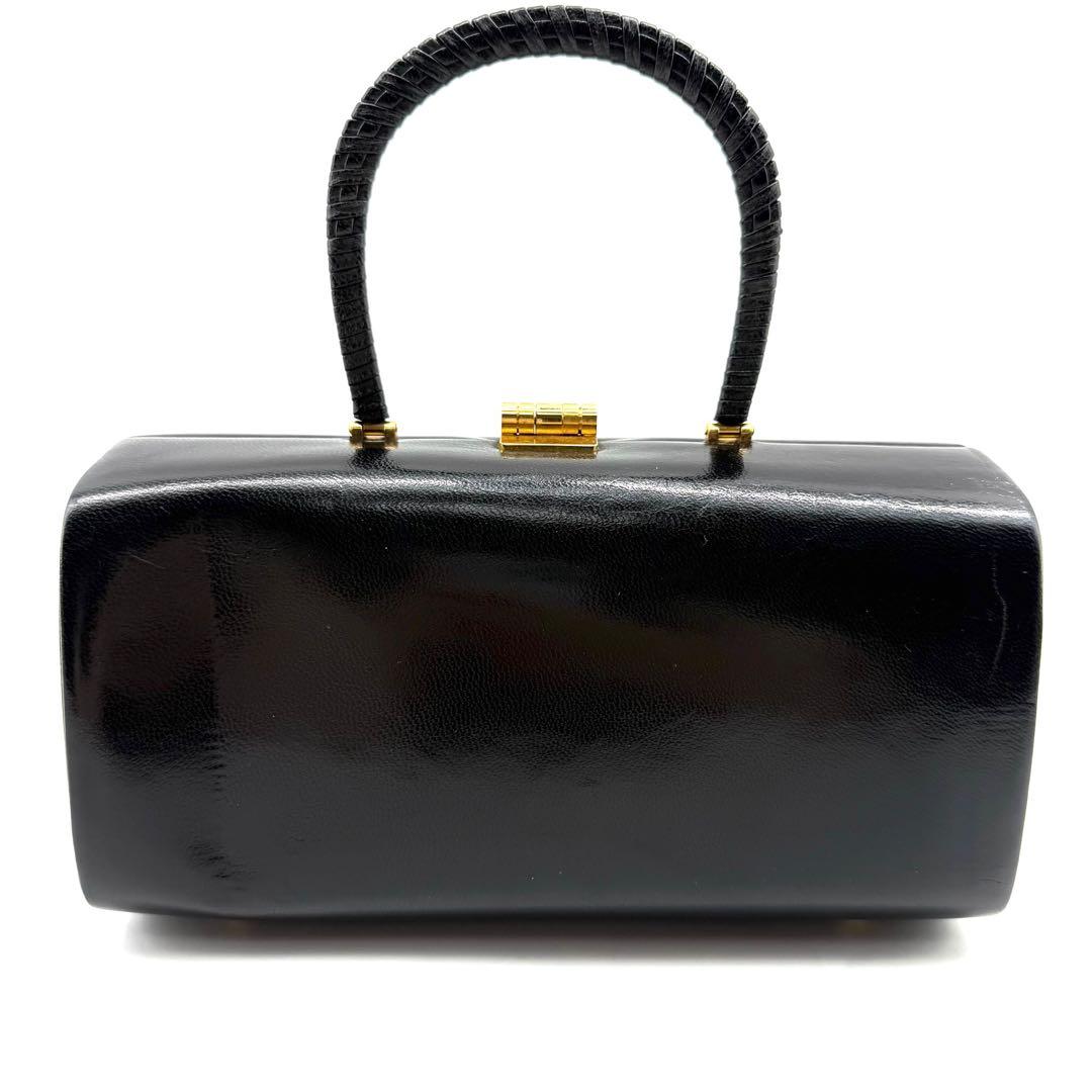 GINZA Kanematsu　ハンドバック　レザー　ブラック　ゴールド金具 — image 3