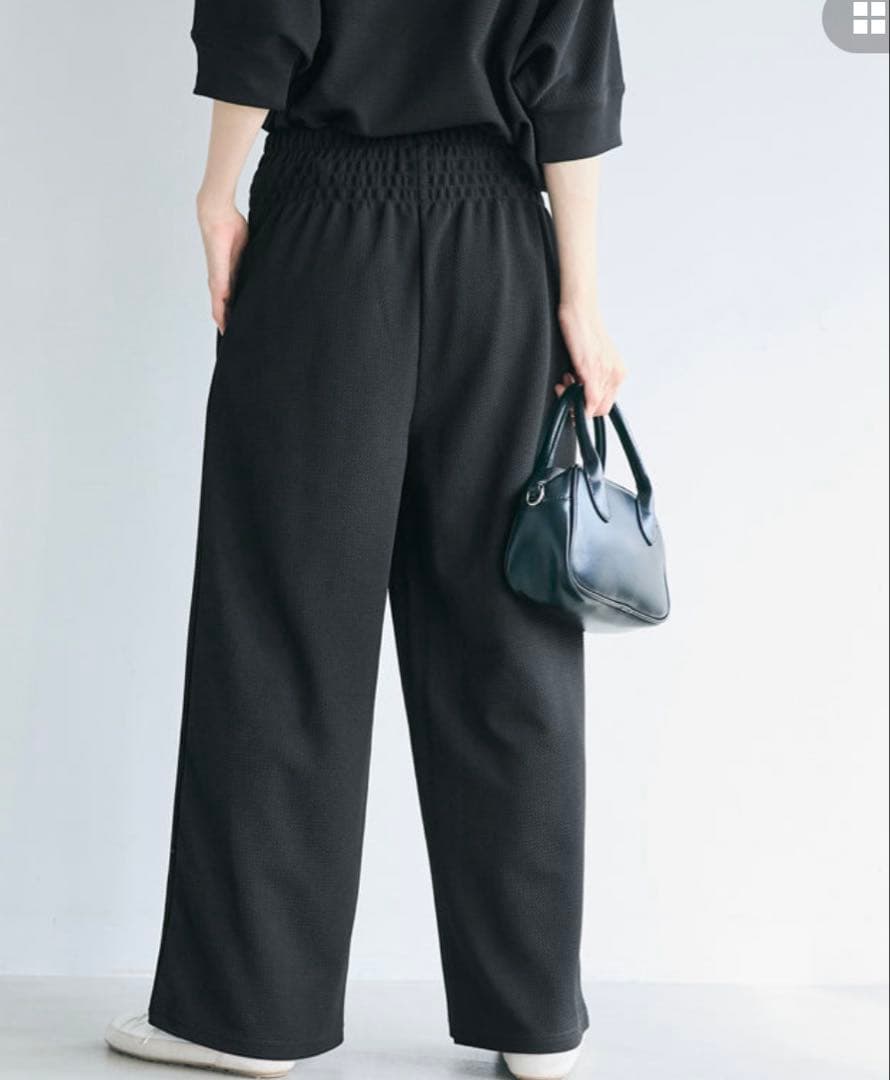 エンボスワイドパンツ　ブラックS — image 2