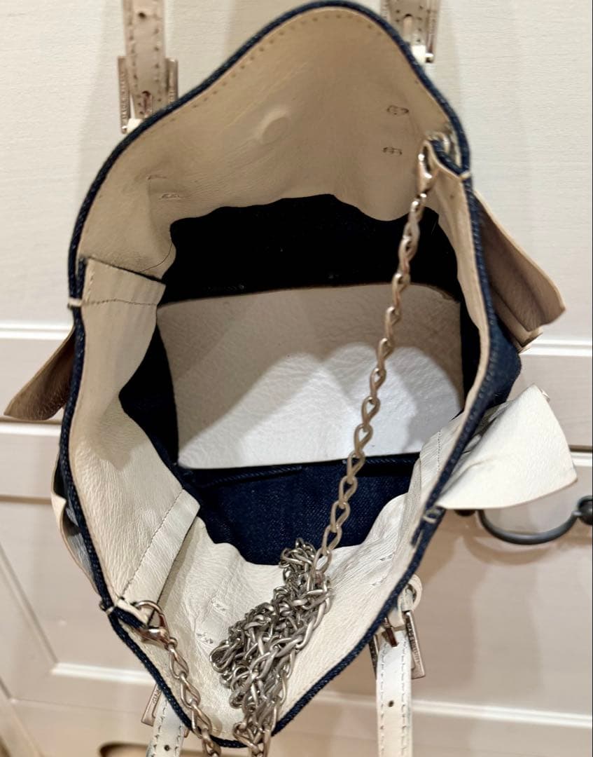 デニム×レザー フリル 小さな ハンドバッグ ポシェット — image 3