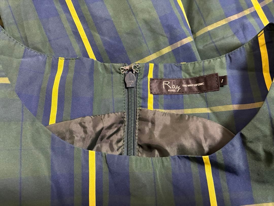 【中古品】　Ray BEAMS　ビームス　チェック　ワンピース　グリーン — image 3