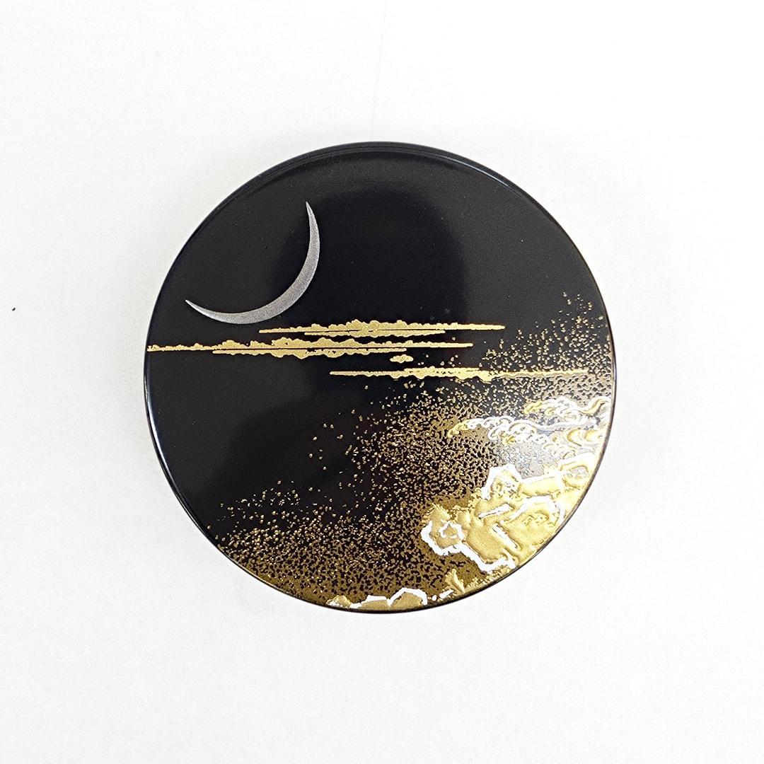 木質樹脂製蒔絵香合「波に月」　2.6寸 — image 2
