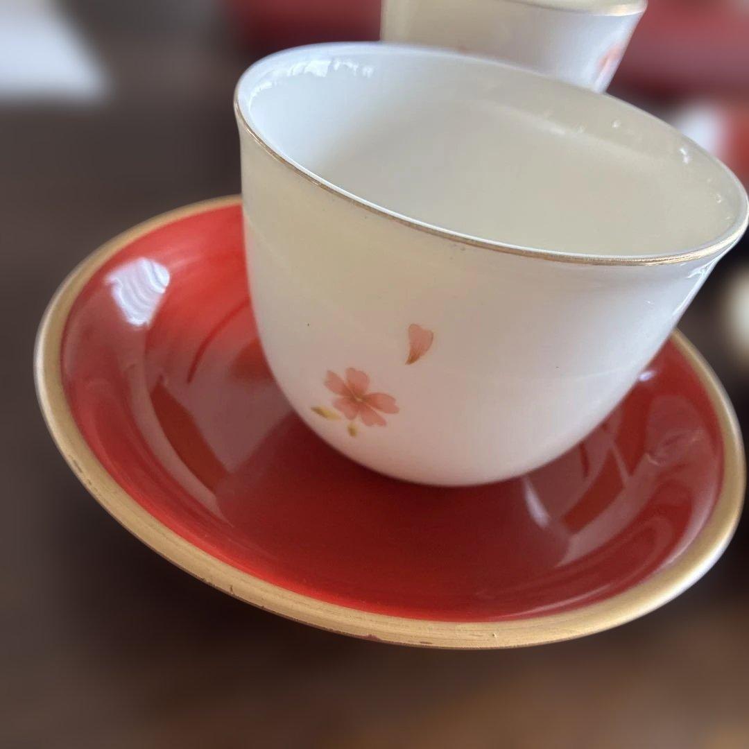 Adam & Eve 橘吉 湯呑み 4客セット 桜柄　茶托4枚 — image 2