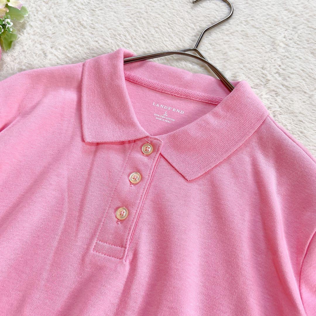 美品★ 【ランズエンド】 コットン 半袖 ポロシャツ (L) ピンク — image 2