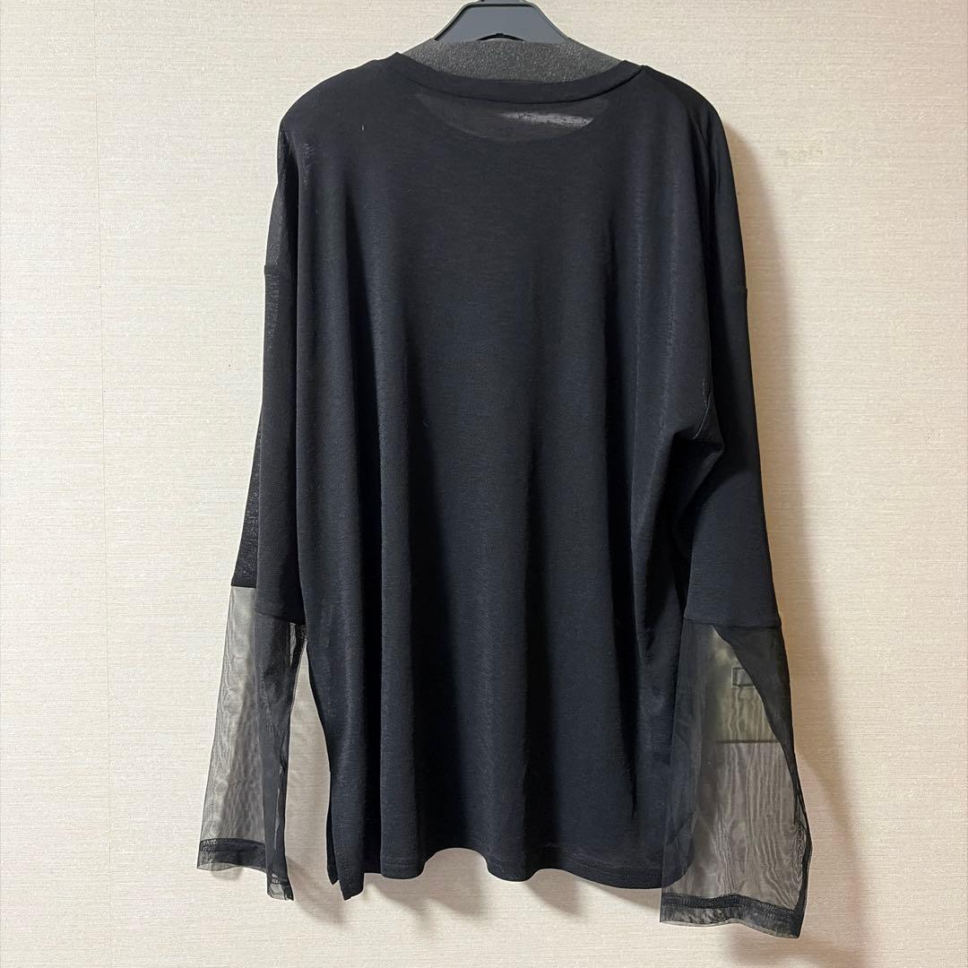 Green Parks グリーンパークス　袖チュールドッキングシアープルオーバー — image 3