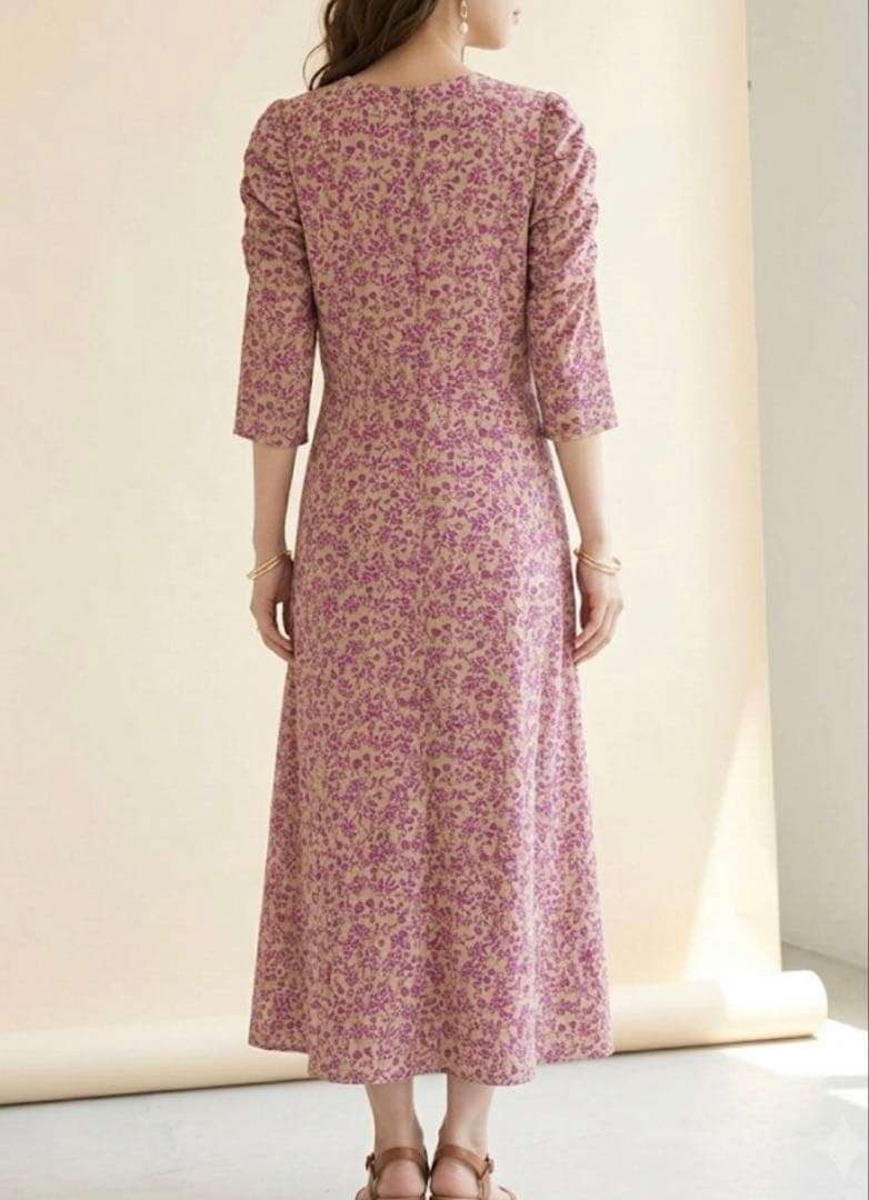 ロペピクニック花柄 パフスリーブ ロングワンピース38新品タグ付き — image 2