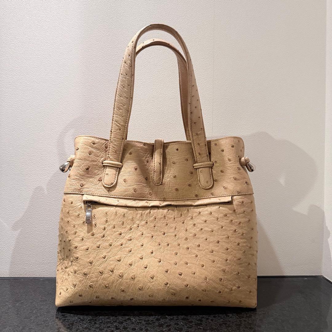 オーストリッチレザー ベージュ ハンドバッグ — image 2