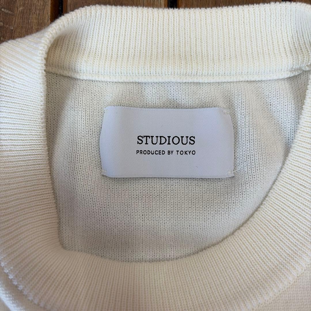 美品 STUDIOUS ステュディオス コットンニット 半袖 プルオーバー 薄地 — image 3