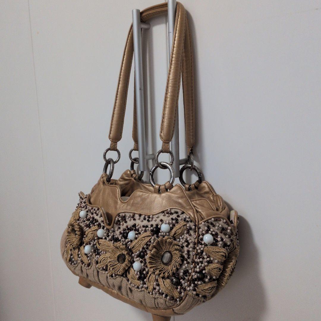 ジャマンピュエッシュ　ビーズ刺繍 ハンドバッグ シャンパンゴールド — image 3