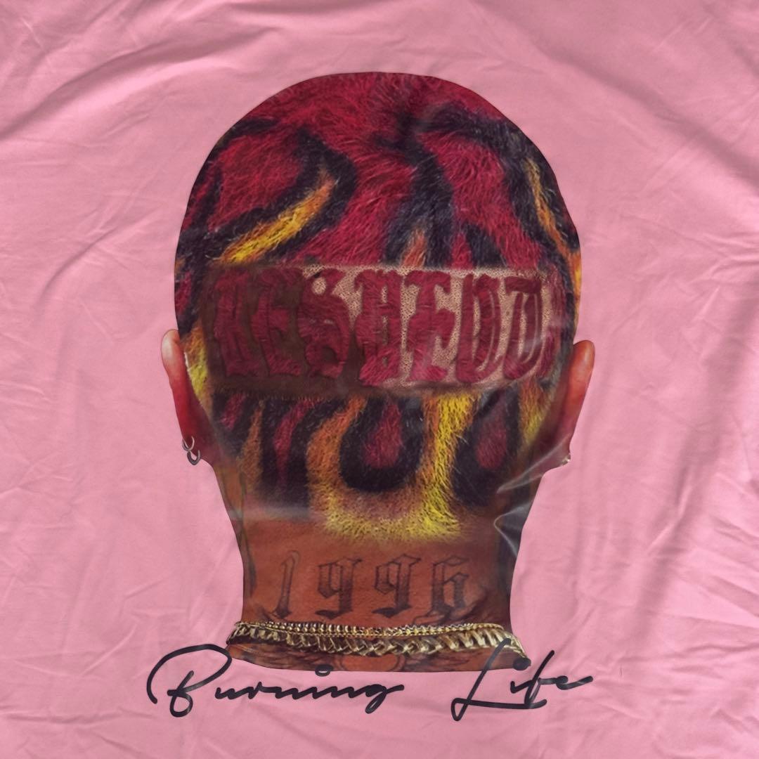 Burning Life フロントプリント Tシャツ ピンク M グラフィック — image 2
