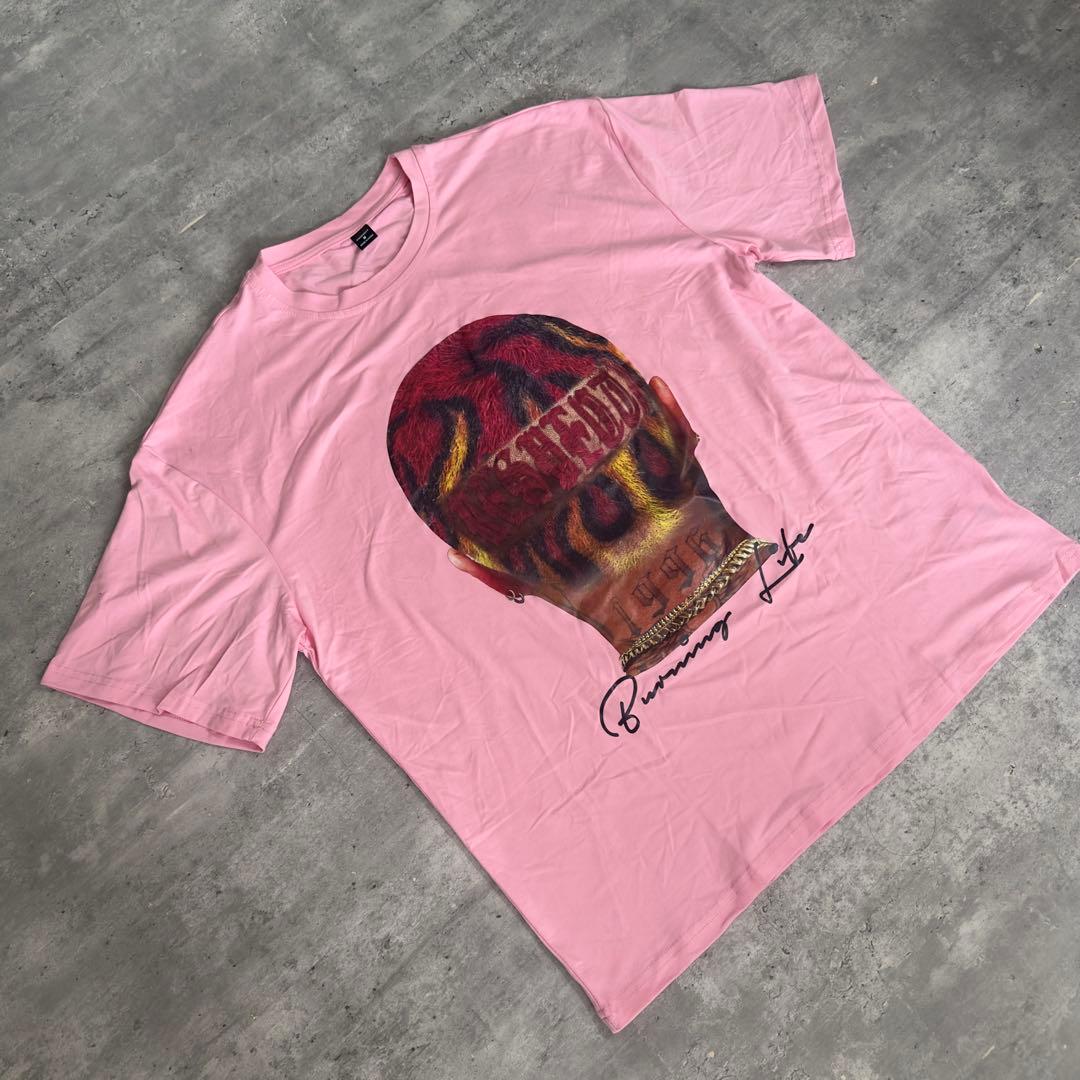Burning Life フロントプリント Tシャツ ピンク M グラフィック — image 3