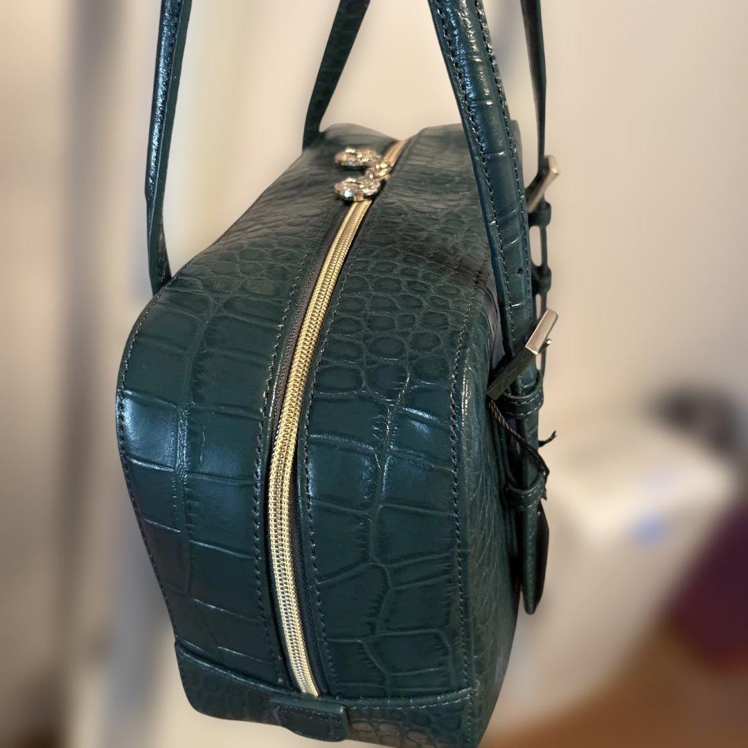 新品　cat in the closet クロコ型押し ハンドバッグ　グリーン — image 2