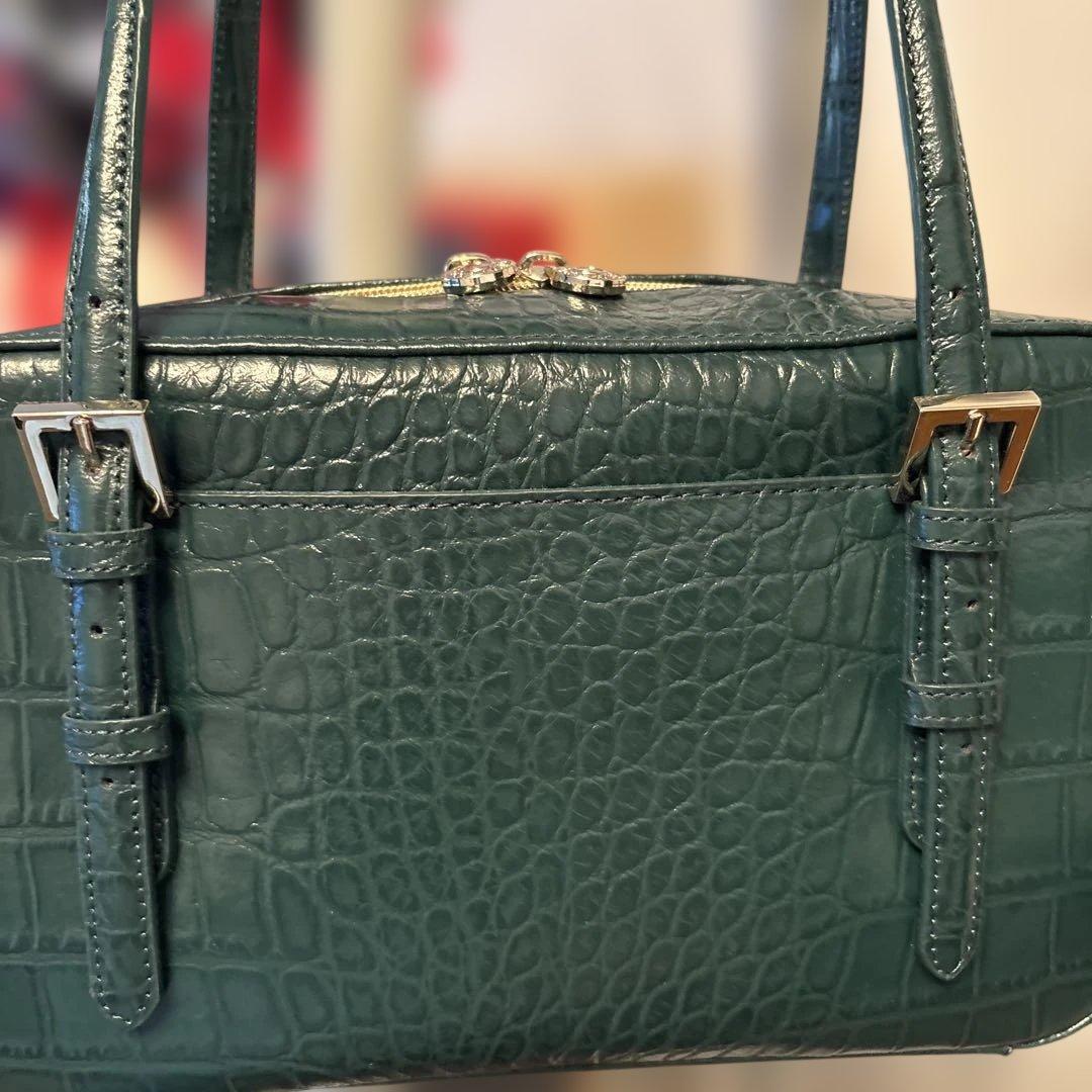 新品　cat in the closet クロコ型押し ハンドバッグ　グリーン — image 5