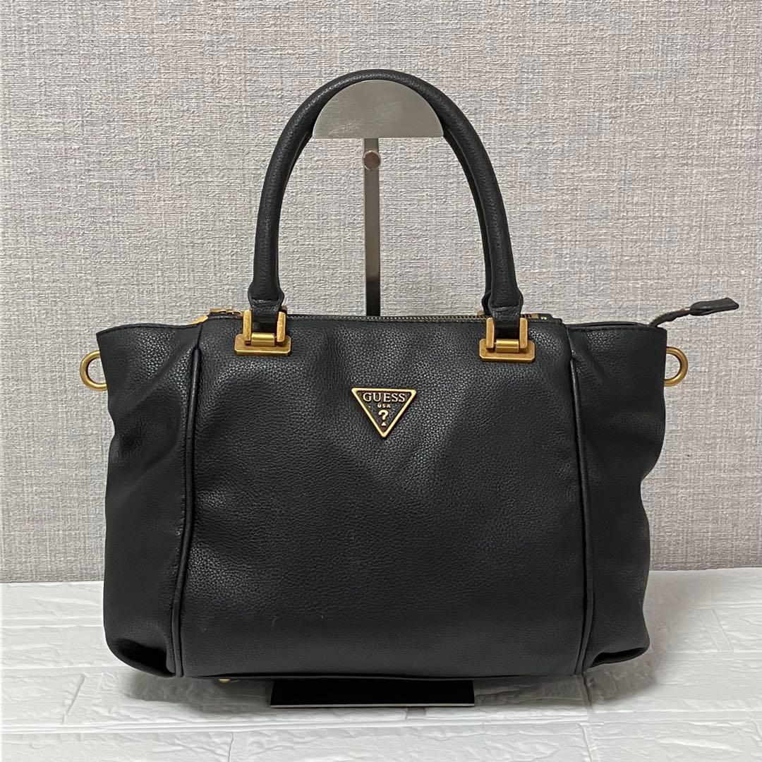GUESS ハンドバッグ シボレザー調 ゴールド金具 大容量 黒 — image 2