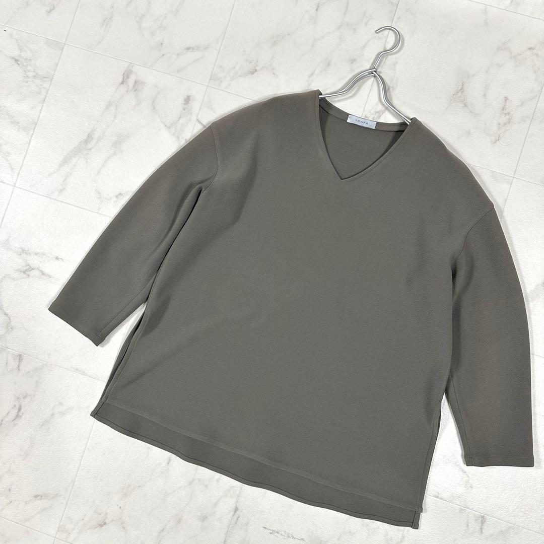 【美品】YONFA ヨンファ Vネックプルオーバー 長袖 ブラウン Fサイズ — image 3