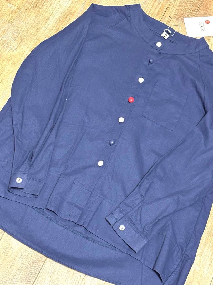 【新品・未使用】XYFコットンドレス　カラーボタントップス　ネイビー　M 新生活 — image 2