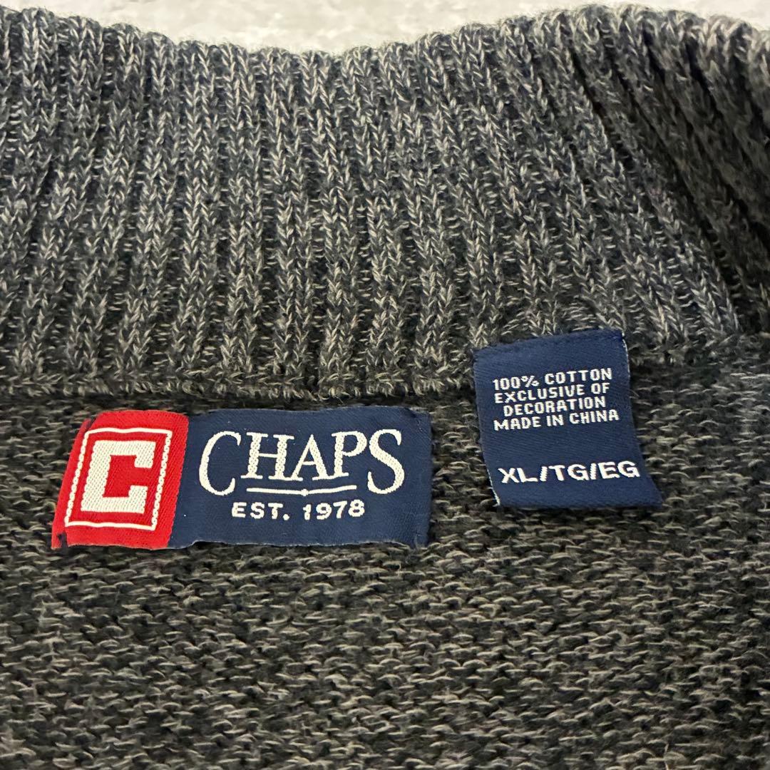 CHAPS ハーフボタン エルボーパッド コットン ニット XL アメカジ — image 3