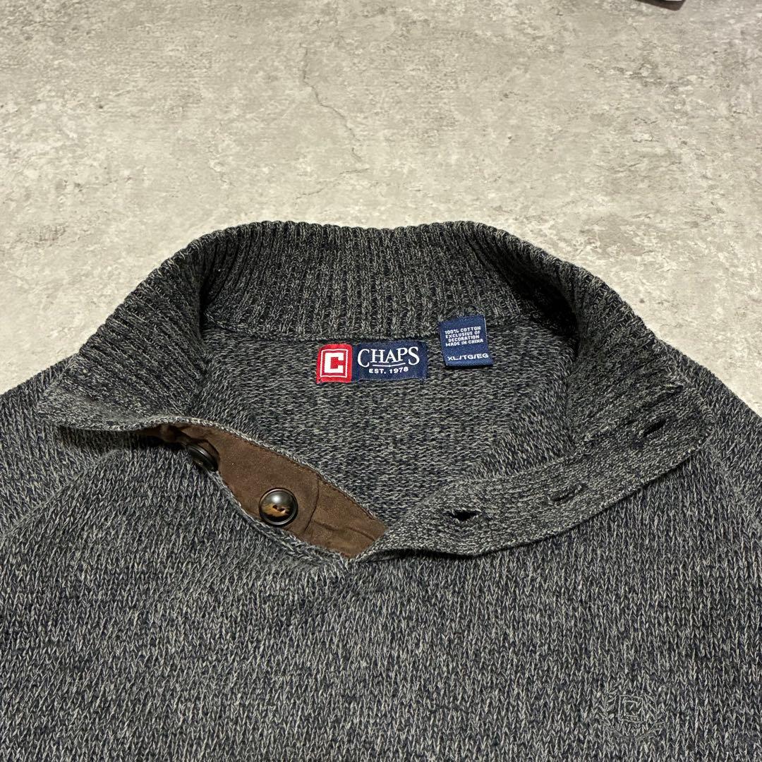 CHAPS ハーフボタン エルボーパッド コットン ニット XL アメカジ — image 4