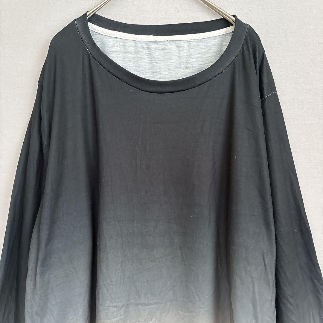 ビッグサイズ グラデーション カットソー クルーネック モノトーン 2XL 黒白 — image 2