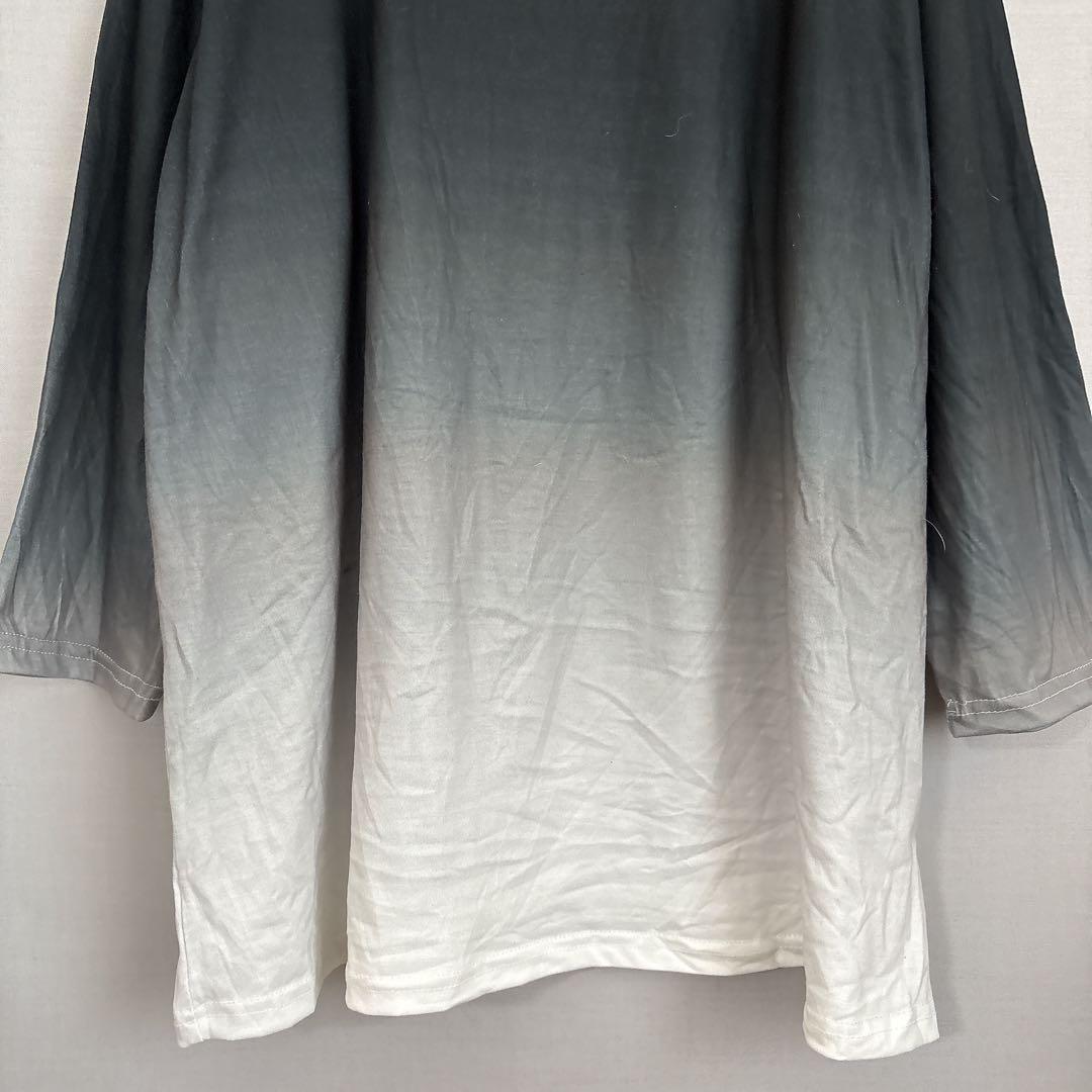 ビッグサイズ グラデーション カットソー クルーネック モノトーン 2XL 黒白 — image 3