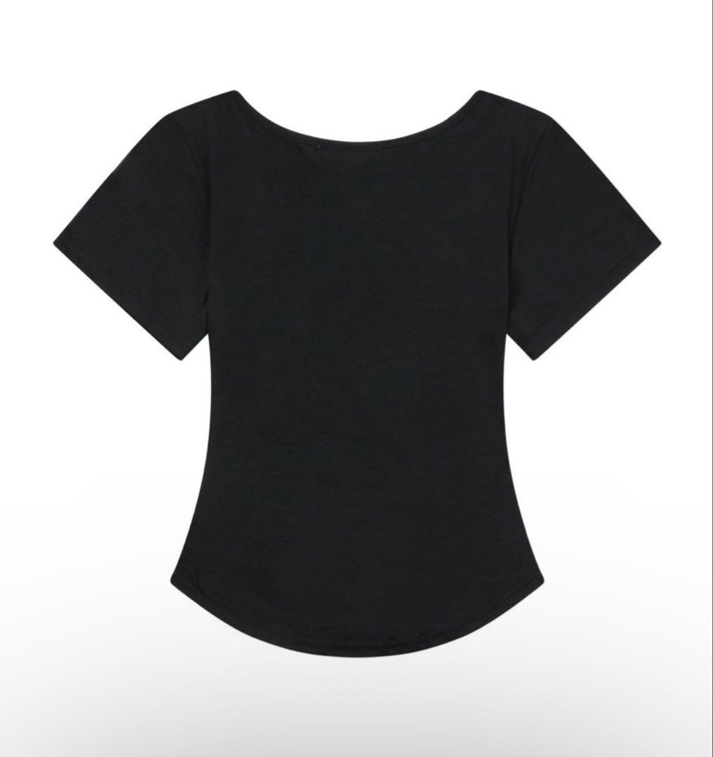 MUCENT ベイントハートカモVネック半袖Tシャツ ブラック — image 3