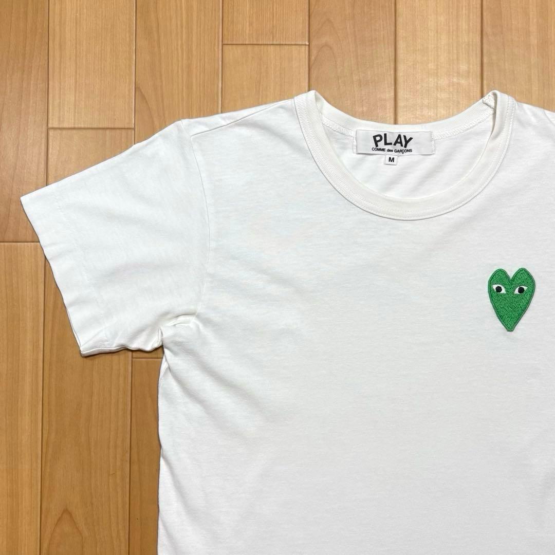 コムデギャルソン Tシャツ サイズM 緑ハート ホワイト 白 半袖 グリーン — image 2