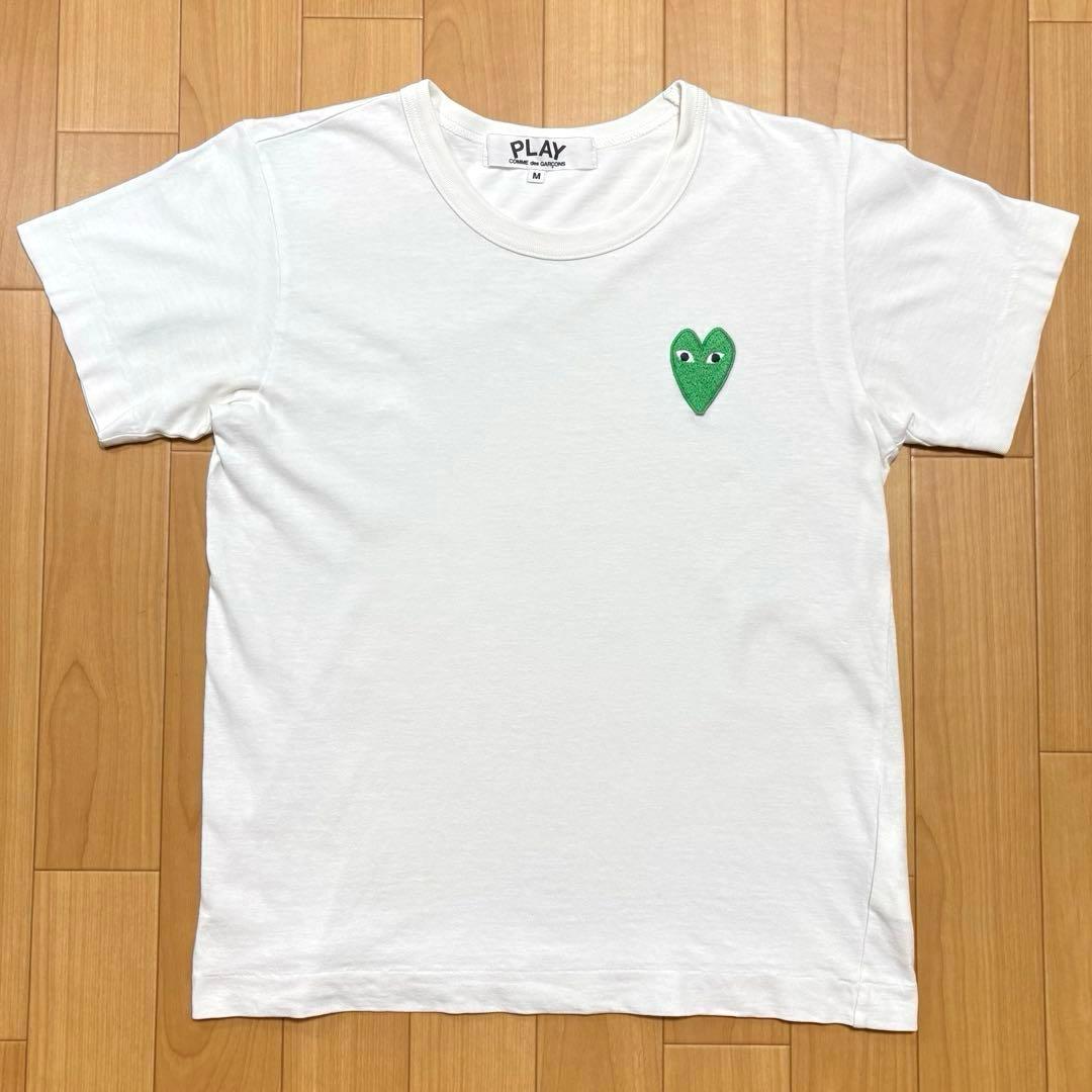コムデギャルソン Tシャツ サイズM 緑ハート ホワイト 白 半袖 グリーン — image 3