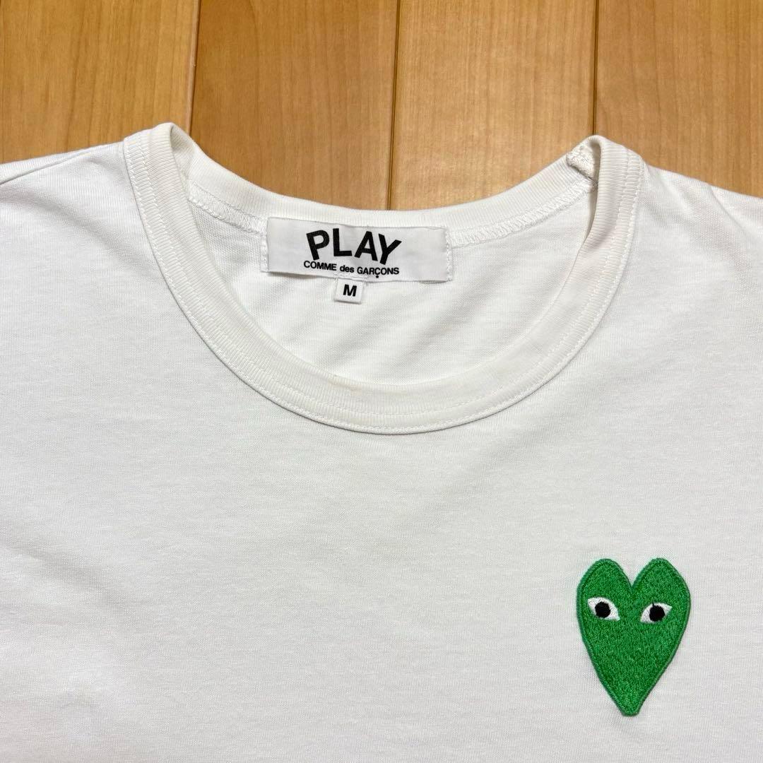 コムデギャルソン Tシャツ サイズM 緑ハート ホワイト 白 半袖 グリーン — image 4