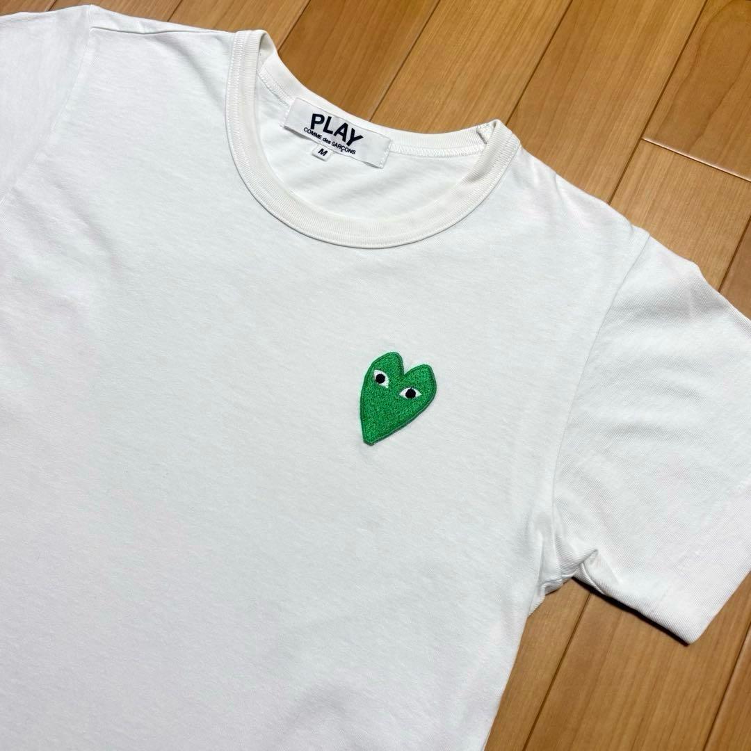 コムデギャルソン Tシャツ サイズM 緑ハート ホワイト 白 半袖 グリーン — image 5