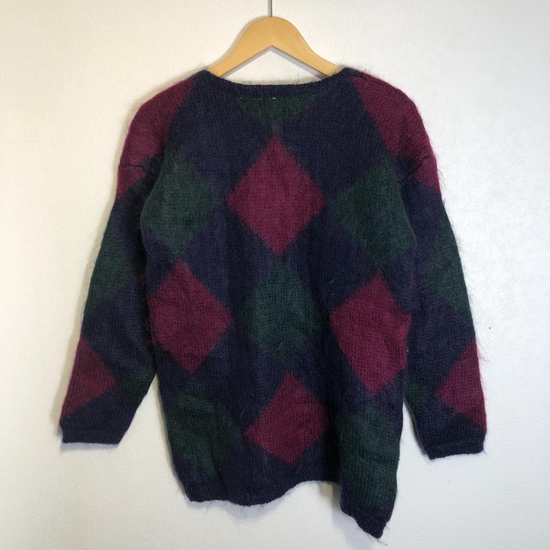 90's/vintage/トップス/ニット/セーター/レッド/モヘア/アーガイル — image 3