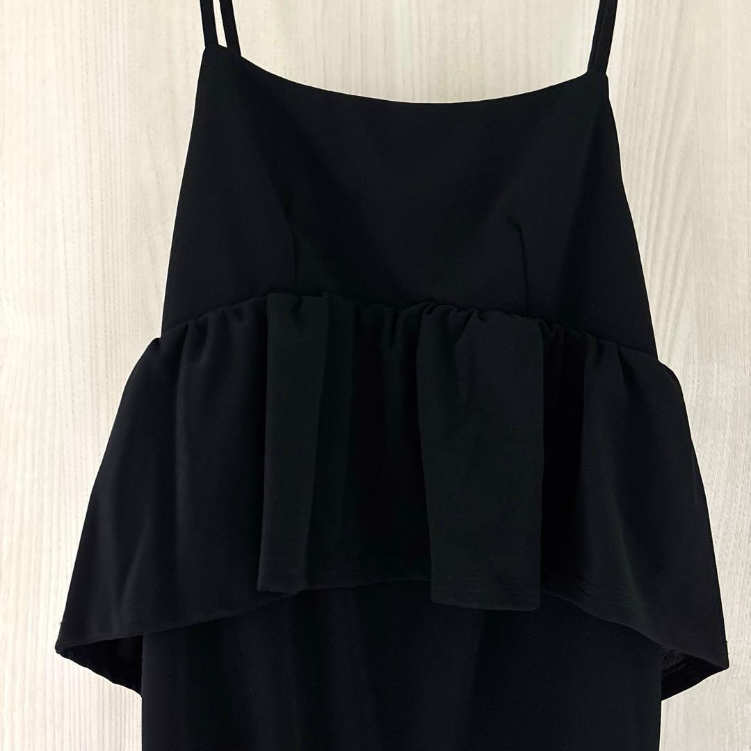 新品タグ付 GeeRA ペプラムキャミワンピース 黒 M ロングワンピ きれいめ — image 4