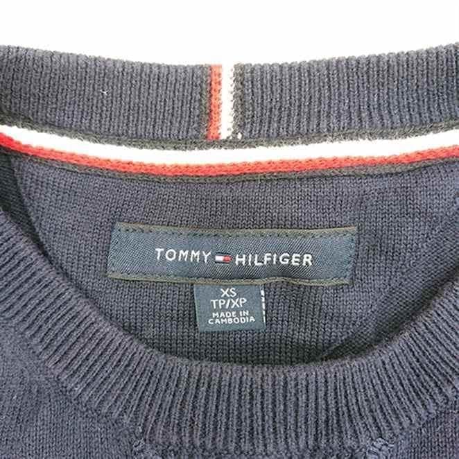 トミー ヒルフィガー クルーネックコットンニット XS ネイビー系 メンズ — image 4