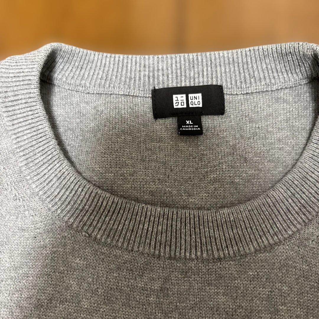 ユニクロ　ウォッシャブルミラノリブクルーネックセーター　04 グレー XL — image 3