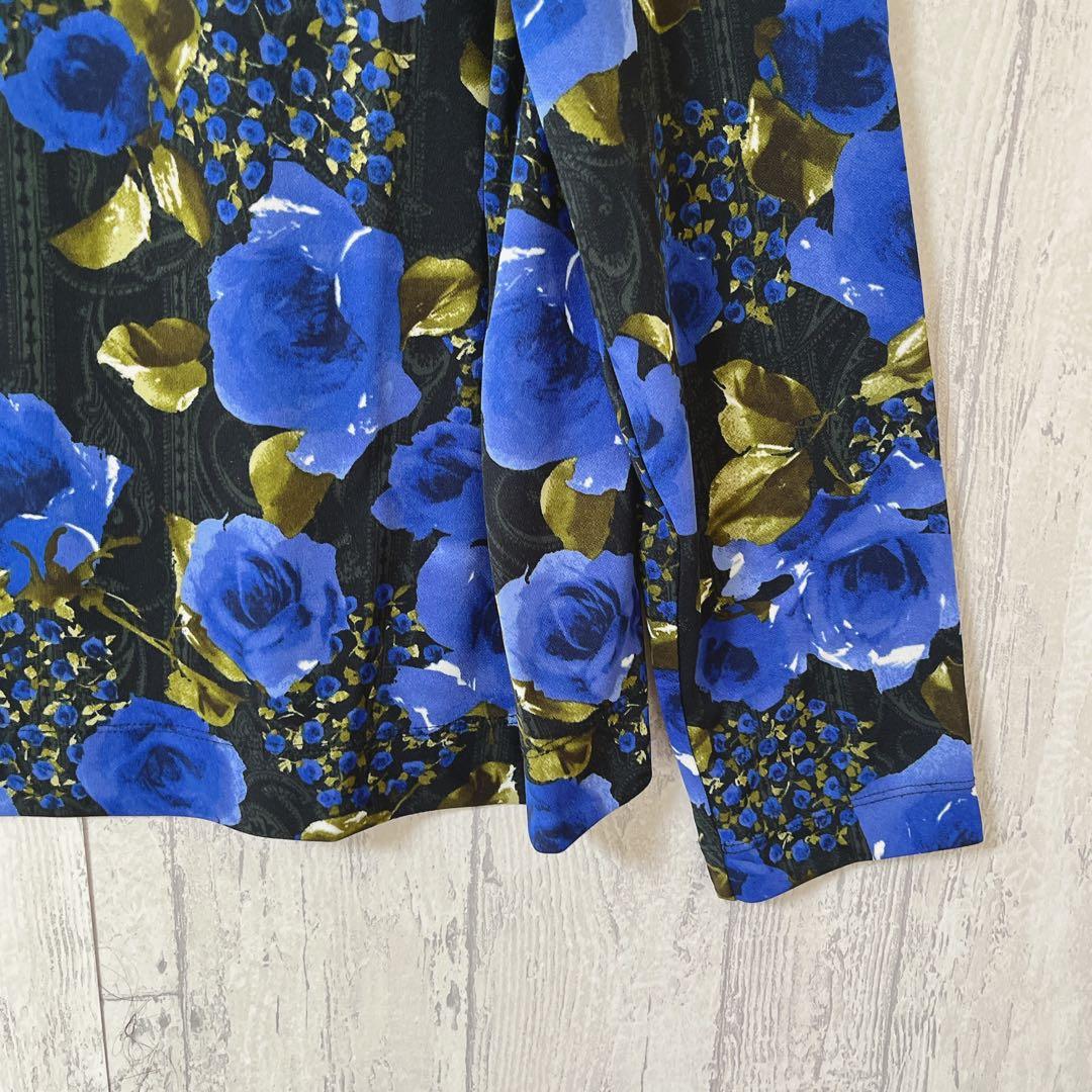 HANAE MORI 花柄トップス 長袖 サイズ3 ブルー系 日本製 — image 5