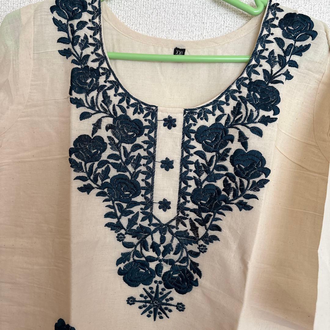 インド　khadi cotton クルタ　トップス — image 3