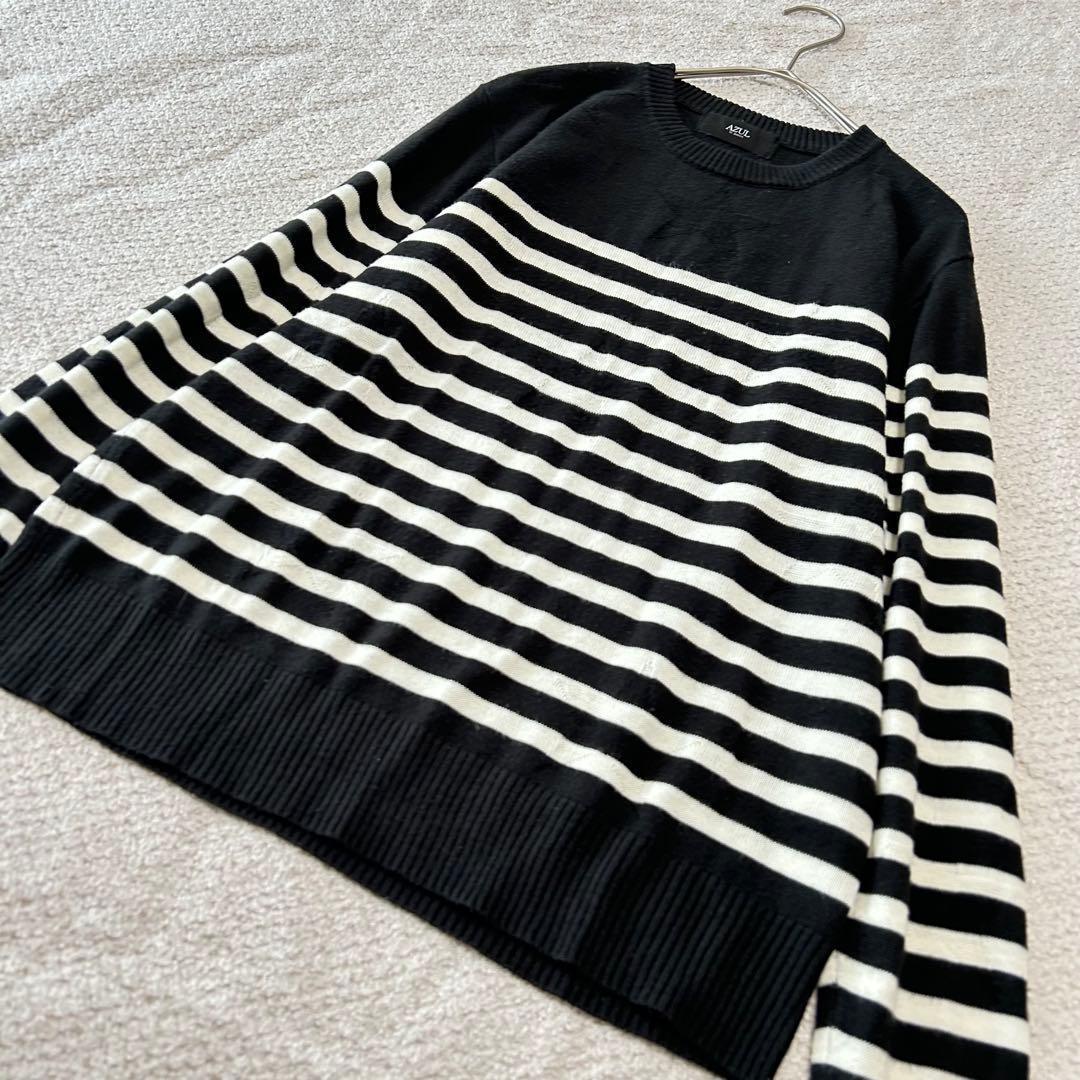 AZUL by moussy スターボーダー長袖クルーネック ニット XS — image 3